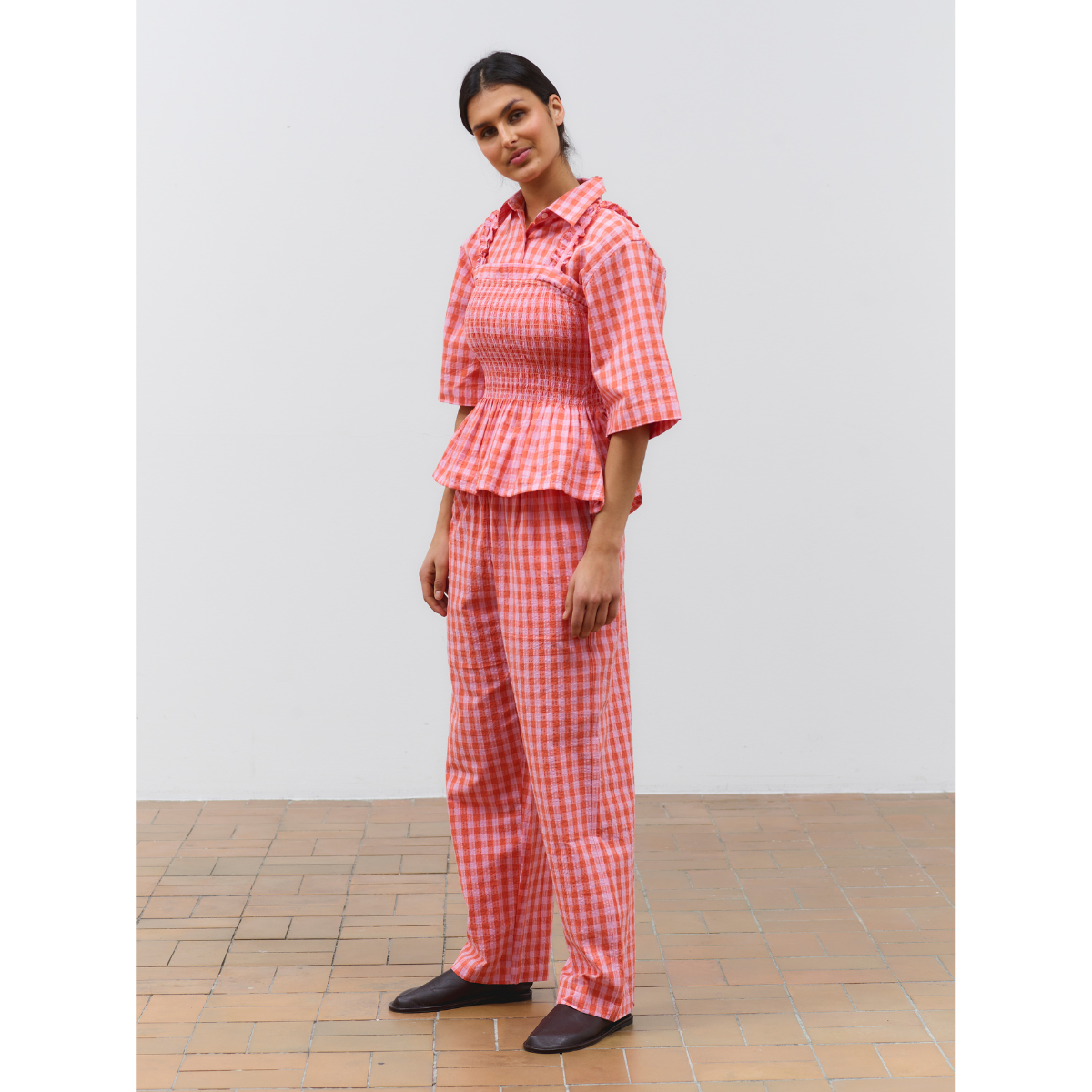 Aster Top / Red Rose Check