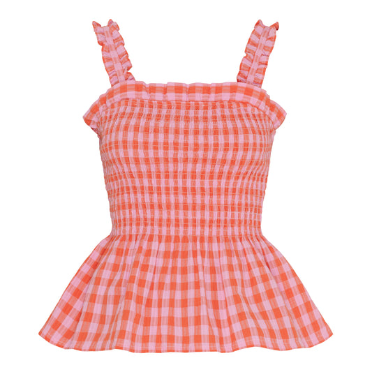 Aster Top / Red Rose Check